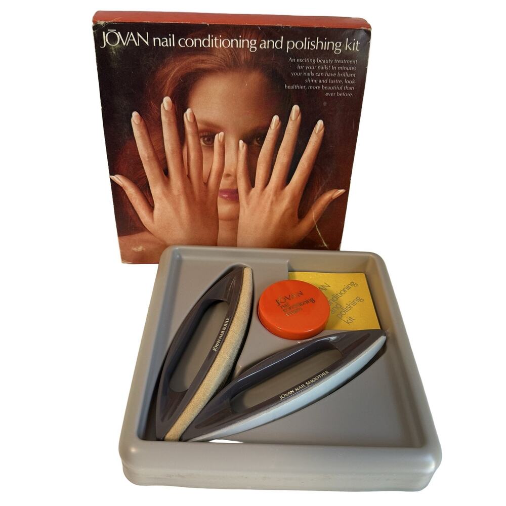 Jovan Nail Conditioning Polishing Kit Manicure Pedicure Tool Vintage w/ Manual